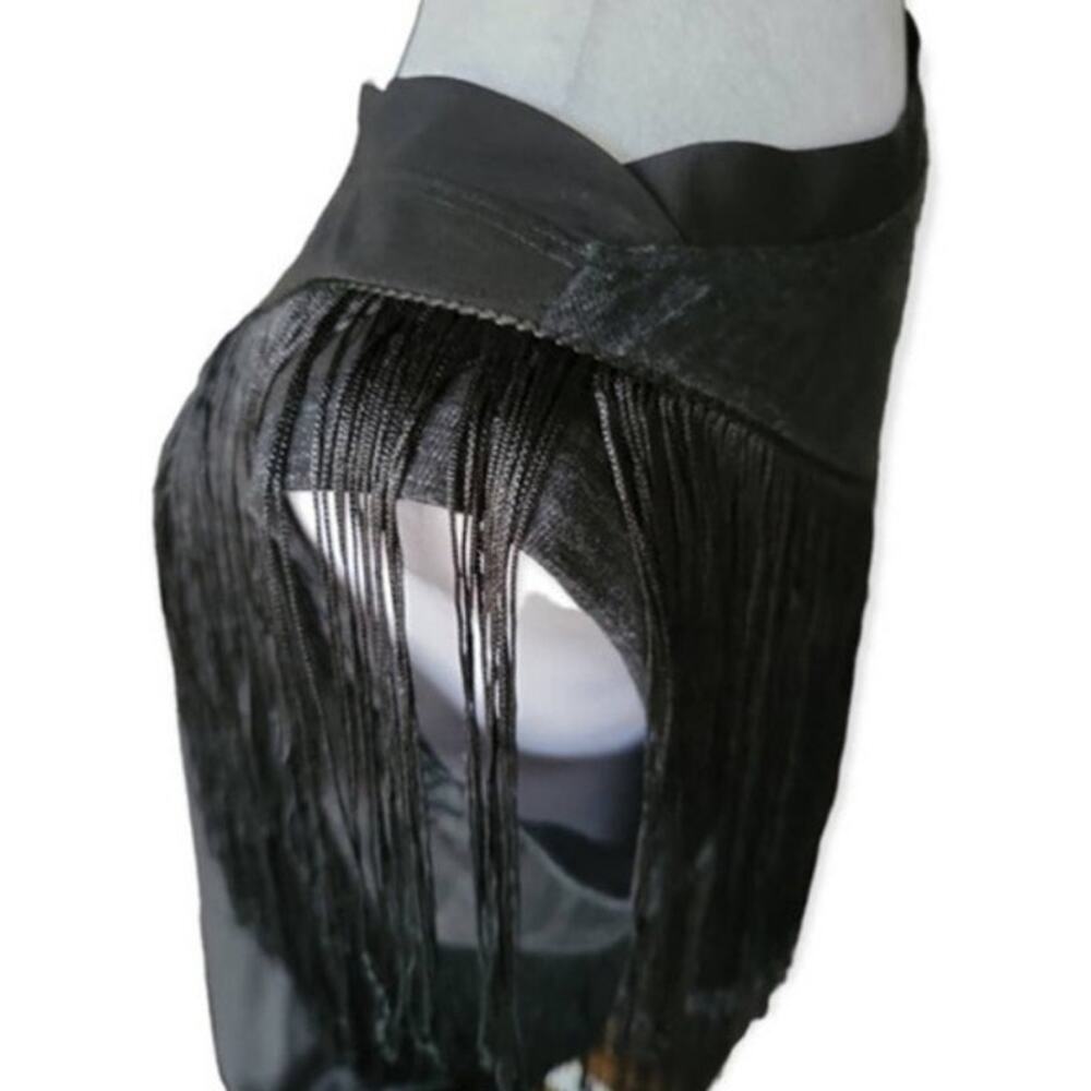 Rebecca Taylor fringe little black silk‎ mini dress sz M Mint Cond - Picture 16 of 16
